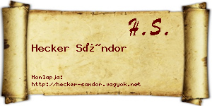 Hecker Sándor névjegykártya
